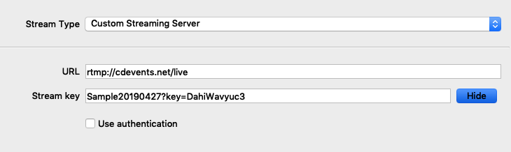 OBS streaming configuration